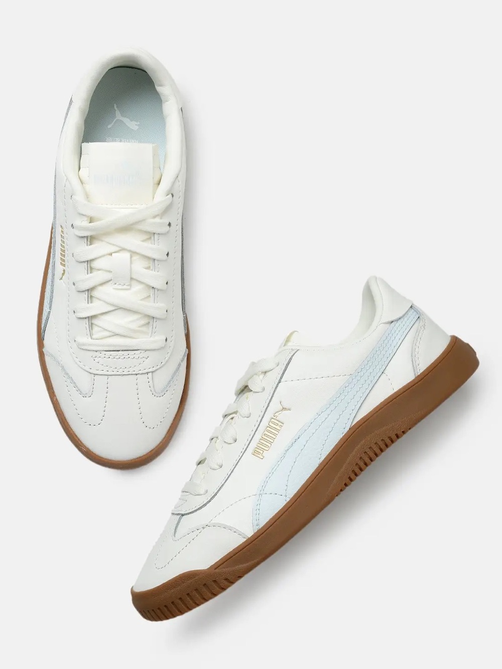 Puma White Sneaker with Light Blue Stripe and Gum Sole - Picture 10 of 10